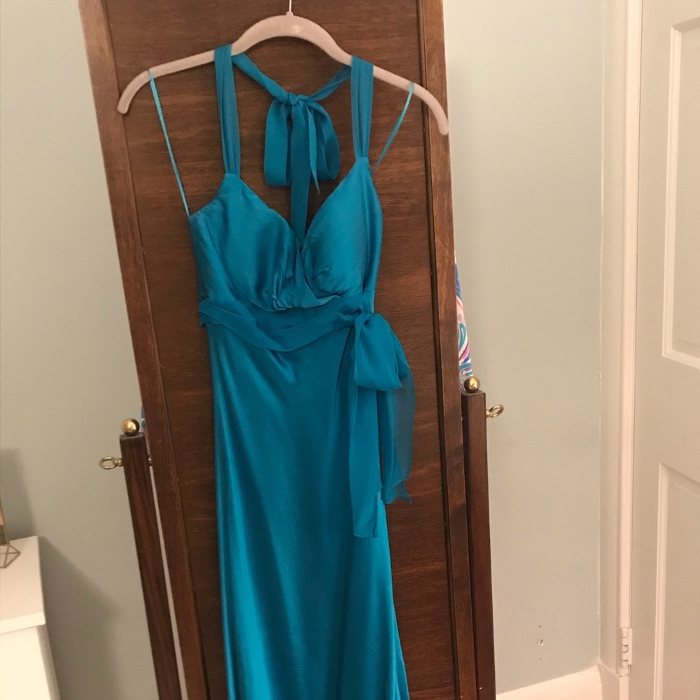 Teal silk dress